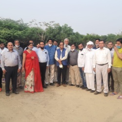 Prof. P. C. Joshi along with DU team visited Roshanpura near Nagafgarh where DU plans to open a college catering to students hailing from rural areas of Delhi and Haryana